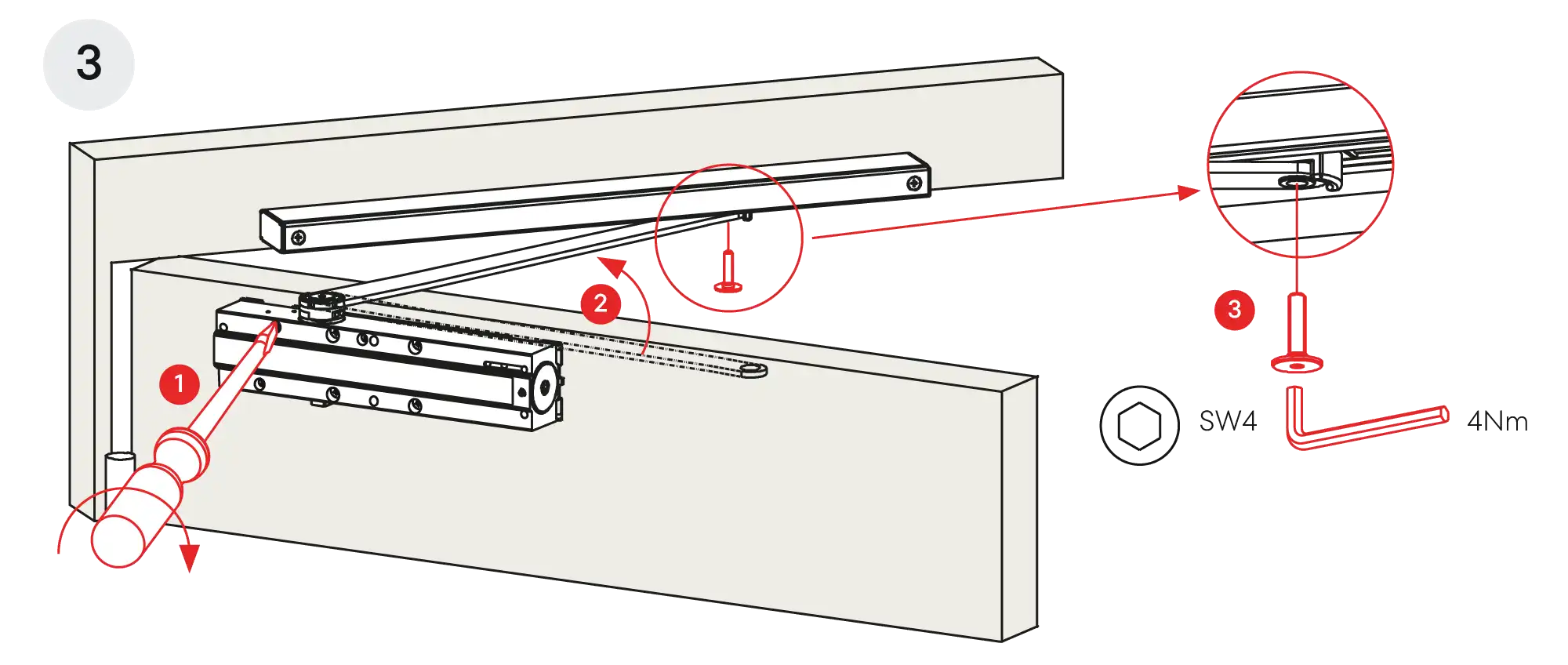 Installation normal mounting left hinge DIN L