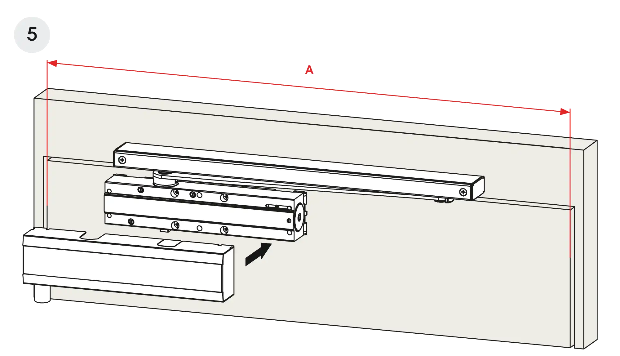 Installation normal mounting left hinge DIN L