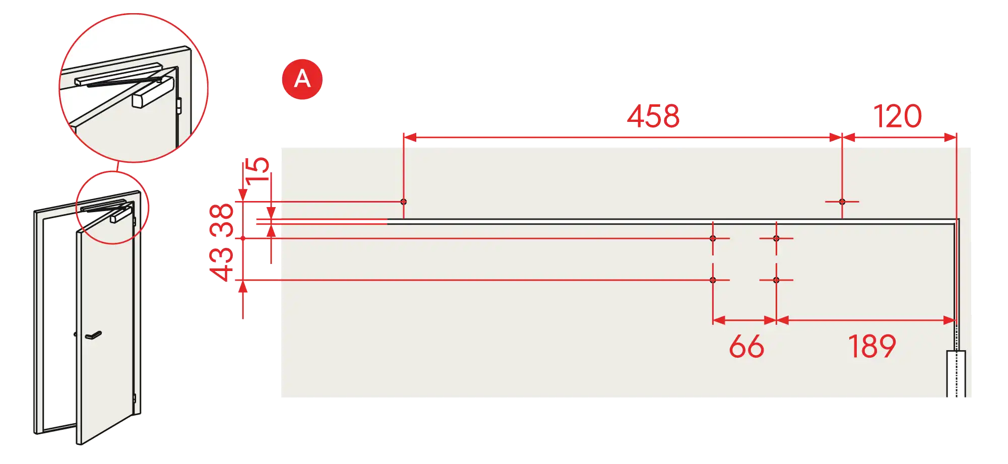 Installation normal mounting right hinge DIN R