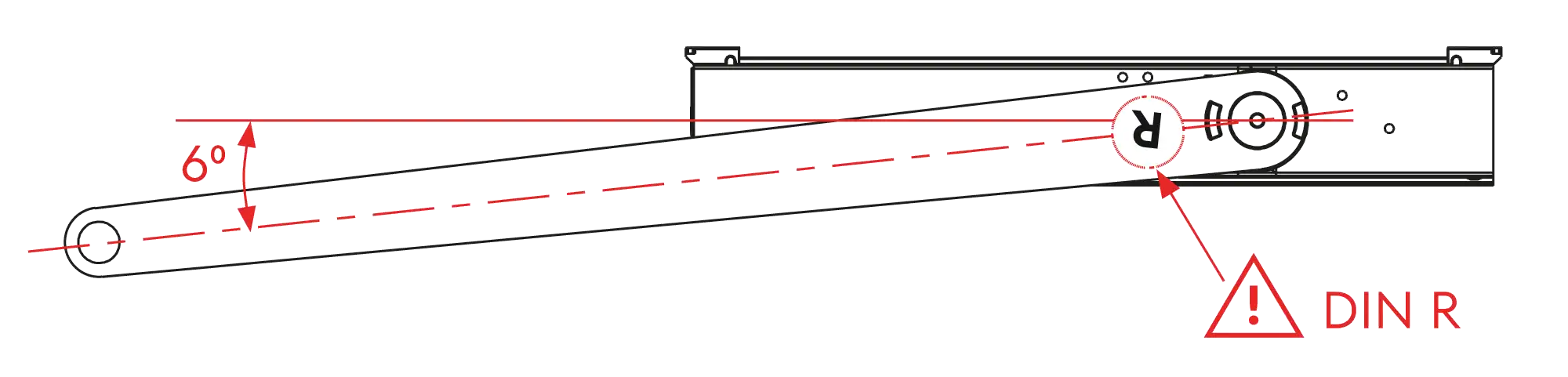 Installation normal mounting right hinge DIN R